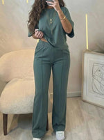 CasualFlow Short-Sleeve Top & Wide-Leg Pants