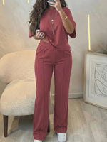 CasualFlow Short-Sleeve Top & Wide-Leg Pants