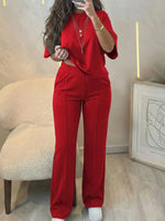 CasualFlow Short-Sleeve Top & Wide-Leg Pants