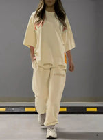 BoldCut Oversized Crew-Neck Top & Jogger Pants