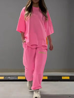 BoldCut Oversized Crew-Neck Top & Jogger Pants