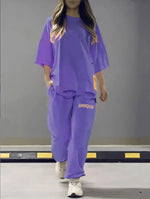 BoldCut Oversized Crew-Neck Top & Jogger Pants