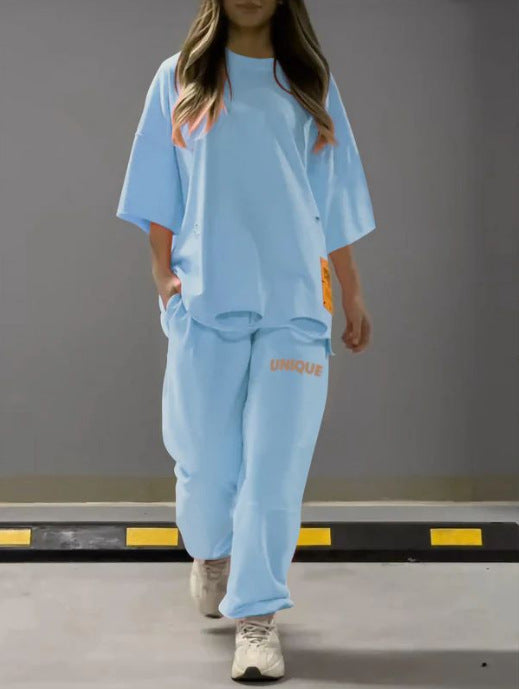 BoldCut Oversized Crew-Neck Top & Jogger Pants