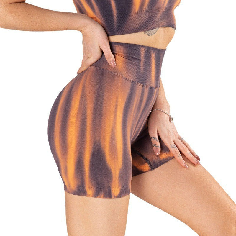 AuroraGlow Tie-Dye High-Waist Sculpting Bike Shorts